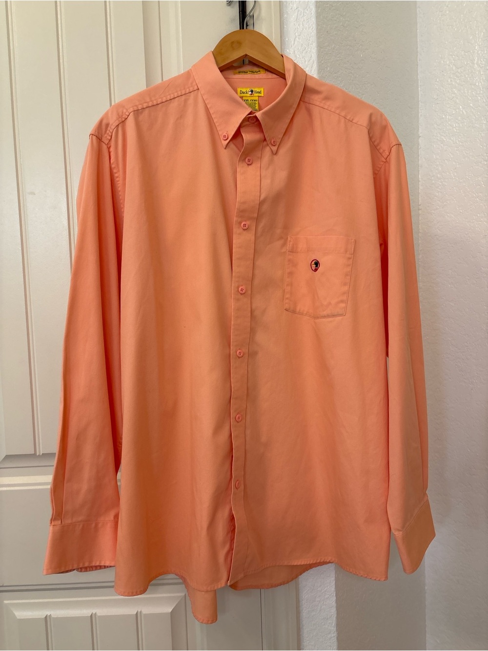 Vintage Duck Head Wrinkle Resistant Peach Button Down Shirt Mens Xxl Cotton